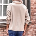thumbnail image 3 of Blusa con cremallera para mujer Cuello en V Empalme simple Manga larga Hombro caído Sudadera con cremallera para mujer Albaricoque S, 3 of 5