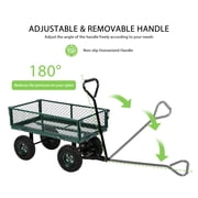 CL.HPAHKL Metal Garden Wagon Cart, Heavy Duty 400 Lbs Capacity Outdoor Garden Cart Beach Wagon with Wheels and Rotating Handle, Utility Wagon Cart for Beach Lawn Yard