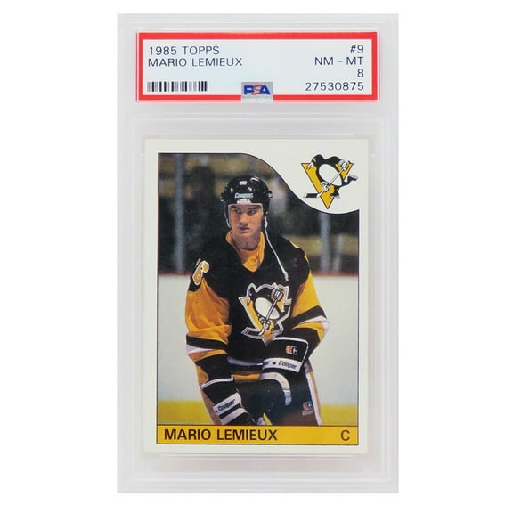Mario Lemieux (Pittsburgh Penguins) 1985 Topps Hockey RC Rookie Card #9 - (PSA 8 NM-MT) (E)