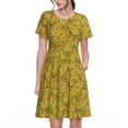 thumbnail image 1 of Bixox Robe d'Été à Manches Courtes pour Femmes Robe Ample Longueur Genou avec Poches-Maïs 6, 1 of 7
