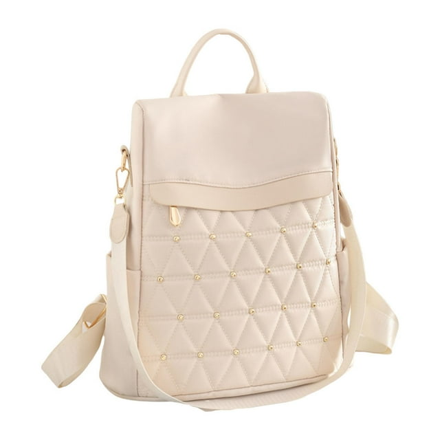 Mochila Bolso Casual Portátil Bolsa de Transporte Cierre de Cremallera Bolsa de Trabajo Gran Capacidad Beige