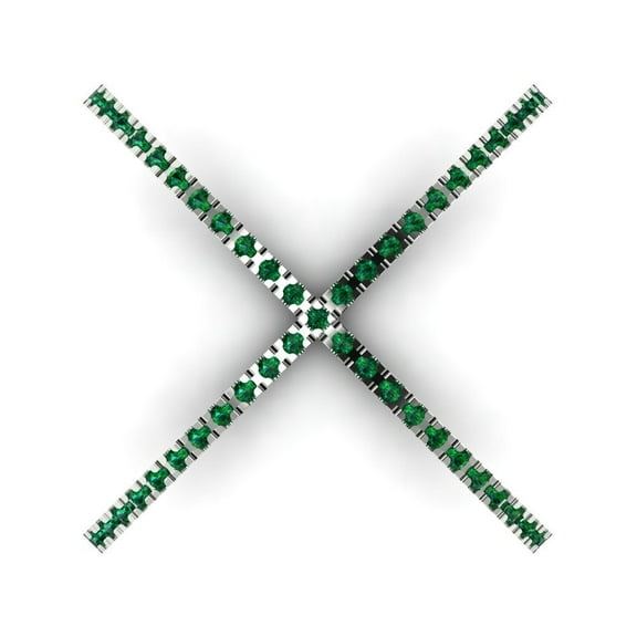 0.245 ct Round Cut Simulated Emerald Statement 18K White Gold Womens Engagement Ring