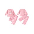 thumbnail image 3 of RUINIXCW Toddler Girl Outfit Long Sleeve Goose Embroidery Sweatshirt Wide Leg Pants, 3 of 8
