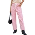 thumbnail image 3 of Womens Low Rise Baggy Barrel Horseshoe Jeans Patchwork Denim Pants with Pockets, 3 of 8