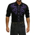 thumbnail image 5 of Long Sleeve Shirts for Men Solid Western Cowboy Embroidered Shirt Slim Fit Casual Button Shirt Purple S, 5 of 5