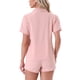 thumbnail image 3 of Conjunto de pijama para mujeres INSPIRE CHIC con estampado de corazones, ropa de dormir linda, camisa de botones de manga corta con pantalones cortos, conjuntos de lounge S Rosa, 3 of 6