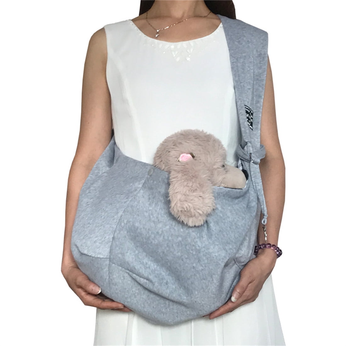 FZFLZDH Small Dog Sling Cat Harness Adjustable Shoulder Strap Hands-free Pet Dog Travel Bbag Backpack for Boys and Girls Gray