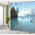 thumbnail image 5 of Ambesonne Tropical Shower Curtain, Wooden House Nature, 69"Wx84"L, Blue Brown, 5 of 5