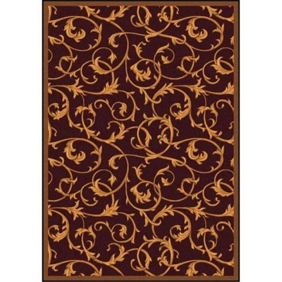 Any Day Matinee Acanthus Rectangle Theater Area Rugs  03 Burgundy - 3 ft. 10 in. x 5 ft. 4 in.