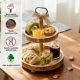 thumbnail image 2 of Bxaolu Rustic Wooden 2 Tiered Tray, Round Farmhouse Kitchen Table Decor Serving Tier Tray, Food Fruits Cupcake Display Coffee Bar Home Party Seasonal Decorations (Beige), 2 of 7