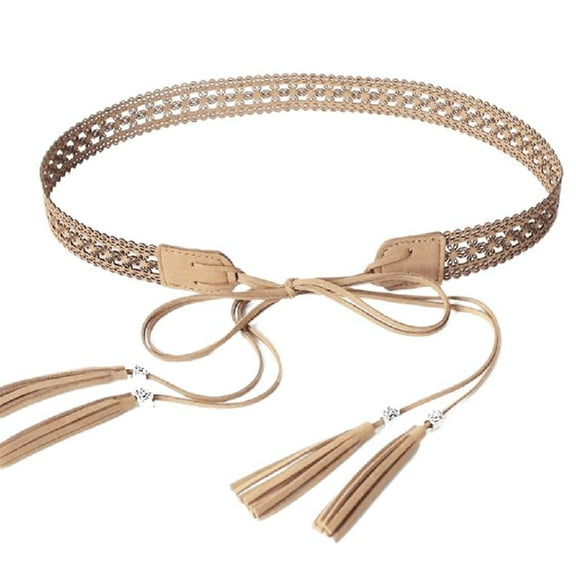Yokua Women Skinny Belt Exquisite Western Tie Belt with Tassels Cowboy Style