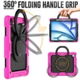 thumbnail image 3 of Case for iPad Air 13 inch/iPad Pro 12.9 inch (3rd/4th Gen), 360 Rotating Stand Handle Pencil Holder Shoulder Strap Heavy Duty Shockproof Cover, Rose, 3 of 7
