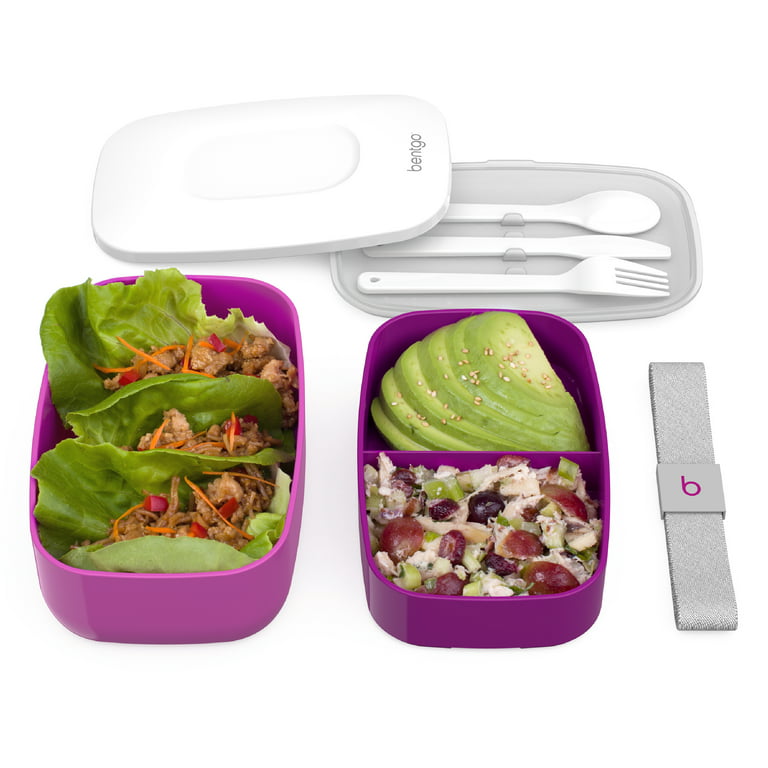 BENTGO 2-Pack of Classic All-in-One Stackable Lunch Box Solution - Gray