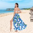 thumbnail image 6 of FORMRS Womens Long Sarong Beach Wrap Semi-Sheer Bikini Skirt Bathing Swimsuit Cover Up, Blue Dots, 6 of 7