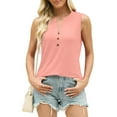 thumbnail image 2 of Ltctricy Women's Tank Tops Dressy Casual V Neck Quarter Button Solid Color Soft Sleeveless Shirts Tunic Cami Blouses, 2 of 7