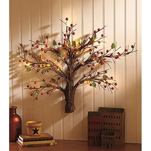 Lighted Battery Operated Country Wall Tree Primitive