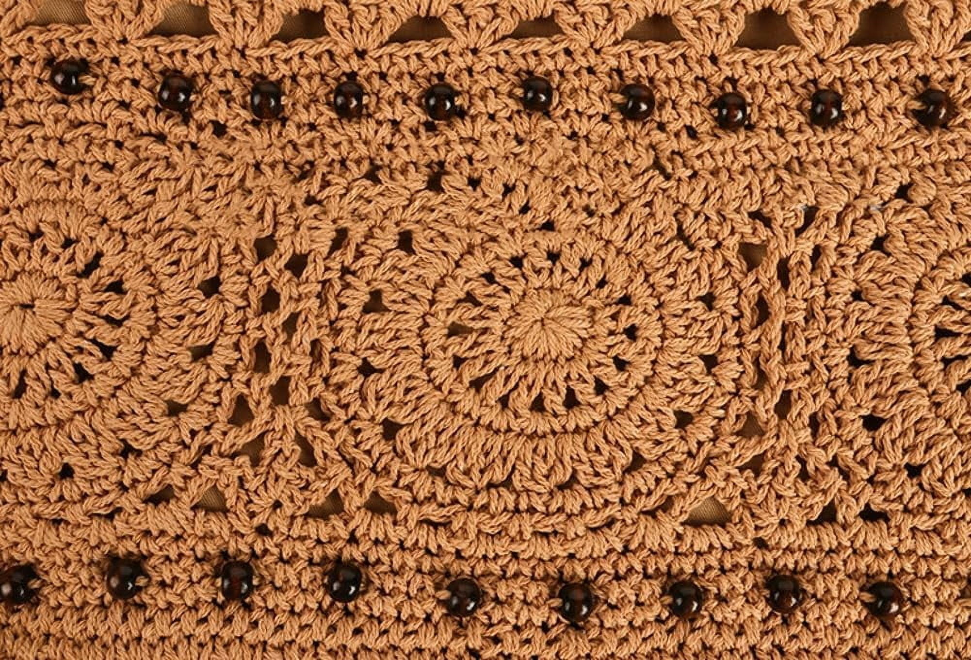 Crochet Hobo Bag for Women Boho Woven Beach Tote Handbags Bohemian Shoulder Purse with Tassels Summer Vacation 2025