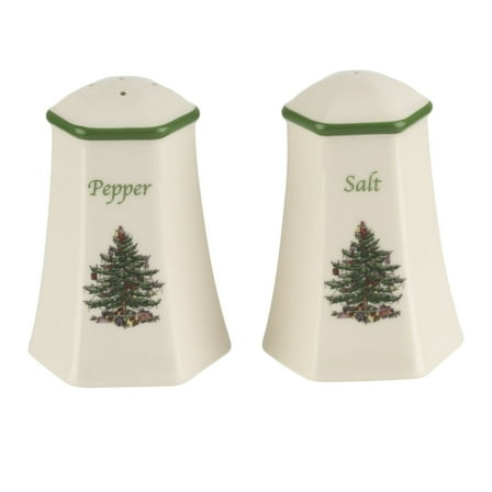 Spode Christmas Tree Hexagonal Salt and Pepper Shaker Set (2-Piece)- Holiday Kitchen & Table Décor - Festive Home Accent, Christmas Gift/Stocking Stuffer for Collectors & Holiday Enthusiasts