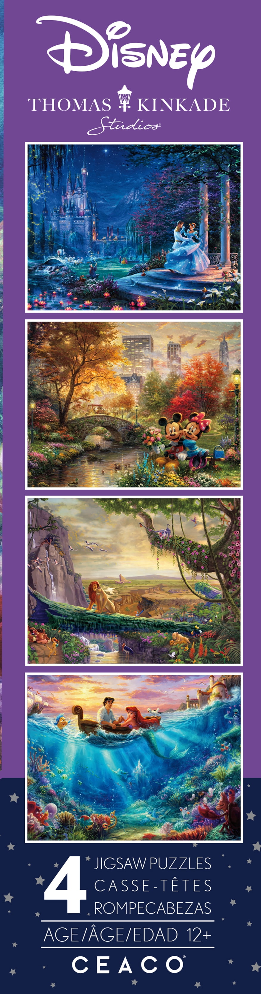 Entry] Disney/Thomas Kinkade 4-500 piece puzzle set, plus cat pics if you  scroll! : r/Jigsawpuzzles