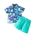 thumbnail image 2 of KYAIGUO Kids Toddler Baby Boys Short Sleeve Outfits Set 12M-5Y Baby Button Up Short Sleeve Shirts +Shorts Newborn Summer Beach Clothes Set, 2 of 9