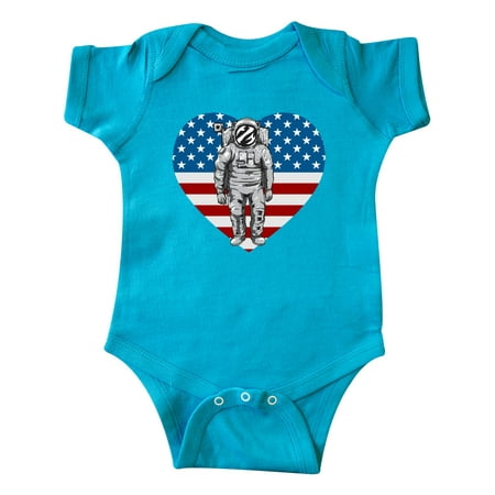 

Inktastic Astronaut Space Travel US Flag Heart Gift Baby Boy or Baby Girl Bodysuit