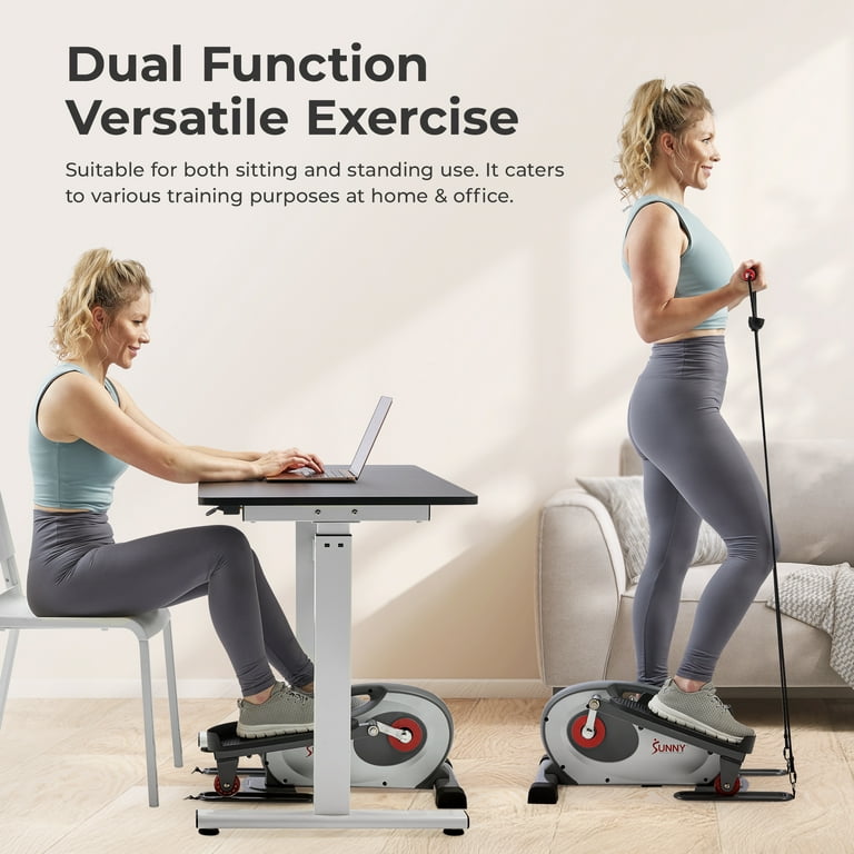 Sunny Health Fitness Sit Stand Mini Elliptical w Arm Resistance Under Desk Peddler for Senior or Rehab w Smart Bluetooth FREE SunnyFit App SF E323054 Walmart