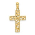 thumbnail image 6 of 14k Yellow Gold Solid Leaf Cross Charm Pendant, 6 of 7