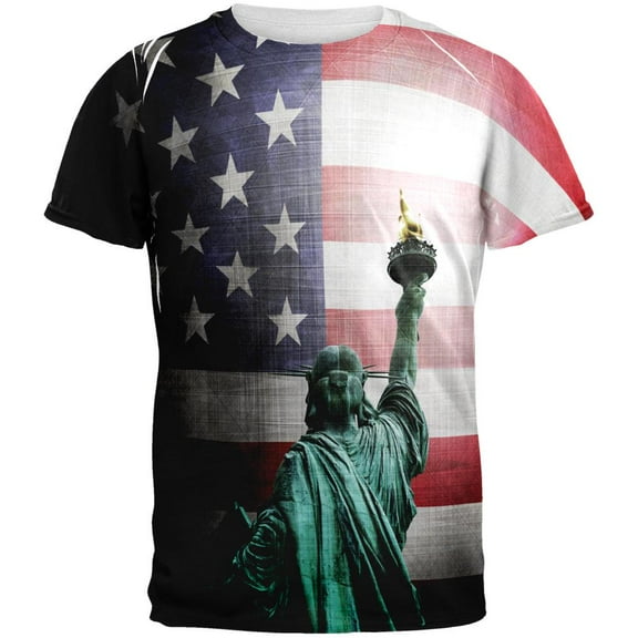 4th of July Let Lady Liberty Light the Way All Over Mens T Shirt Multi MD