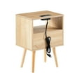 thumbnail image 6 of 15.75" Natural Rattan & Solid Wood Legs - USB Charging and Smooth Drawer - Living Room and Bedroom - Sturdy and Fashionable Nightstand, 6 of 6
