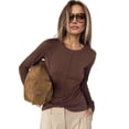 thumbnail image 5 of Seamless Women'S Long Sleeve Crop Yoga Top - High Stretch, Ideal for Gym & Yoga Brown XXL, 5 of 9