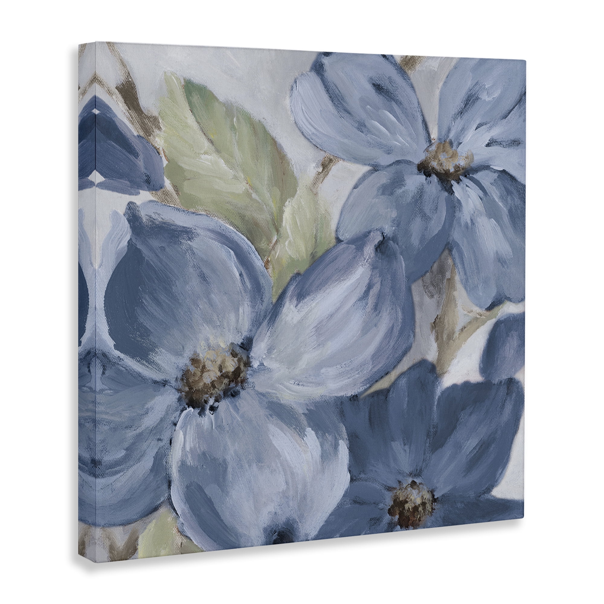 Stupell Industries Silent Blue Bloom Botanical & Floral Painting Gallery Wrapped Canvas Art Print Wall Art, 24 x 24