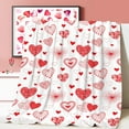 thumbnail image 2 of Love Valentine Throw Blanket, Boho Hearts Designed Super Soft and Warm Fleece Blanket, Red and White Hearts Fuzzy Soft Throw Blanket for Couch Bed Sofa, 40" x 50", 2 of 6