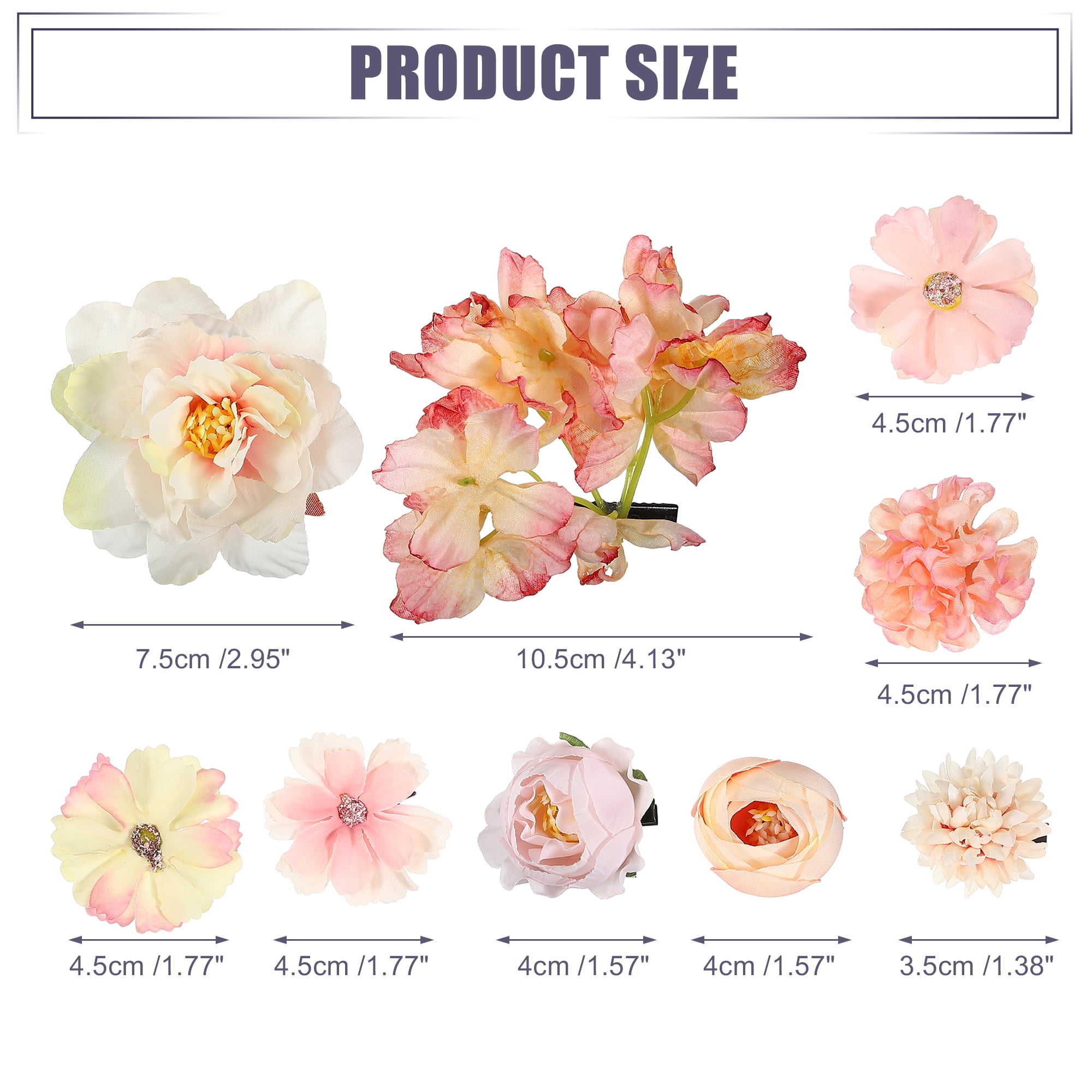 Unique Bargains 16Pcs Flower Hair Clips Flower Hair Barrettes Fake Flowers