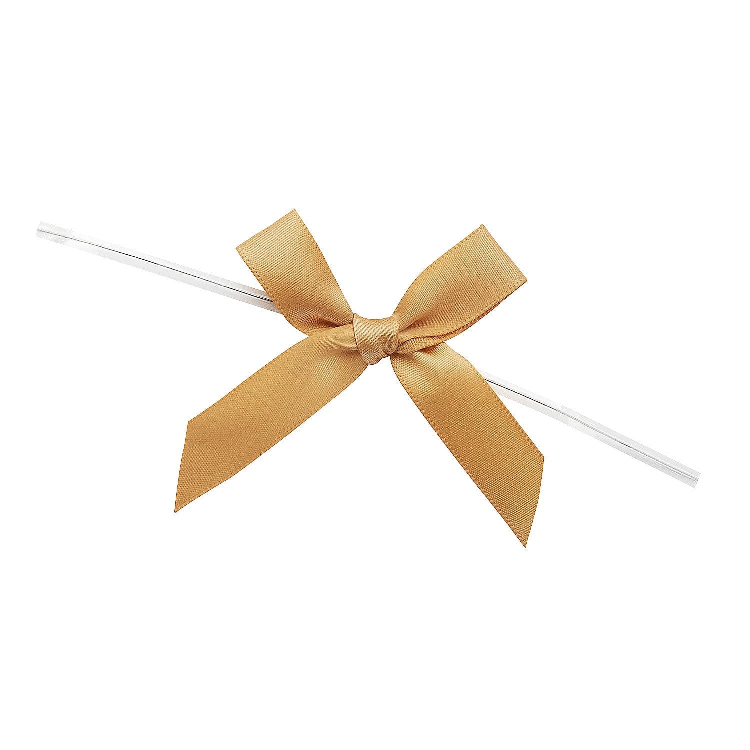 Bulk 200 Pieces Gold Twist Tie Satin Bows
