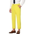 thumbnail image 4 of INSPIRE CHIC Men's Pants Solid Color Ankle Length Flat Front Trousers 34 Light Yellow, 4 of 4