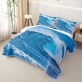 thumbnail image 3 of Erosebridal Ocean Wave Bed Spread Queen,Sea Themed Queen Coverlet Set For Boys,3-Piece, 3 of 7