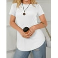 thumbnail image 4 of JYLFC Womens Shirts Summer Crew Neck Shirts Basic Short Sleeve Tshirt Loose Fit Casual Tunic Tops White, L, 4 of 7
