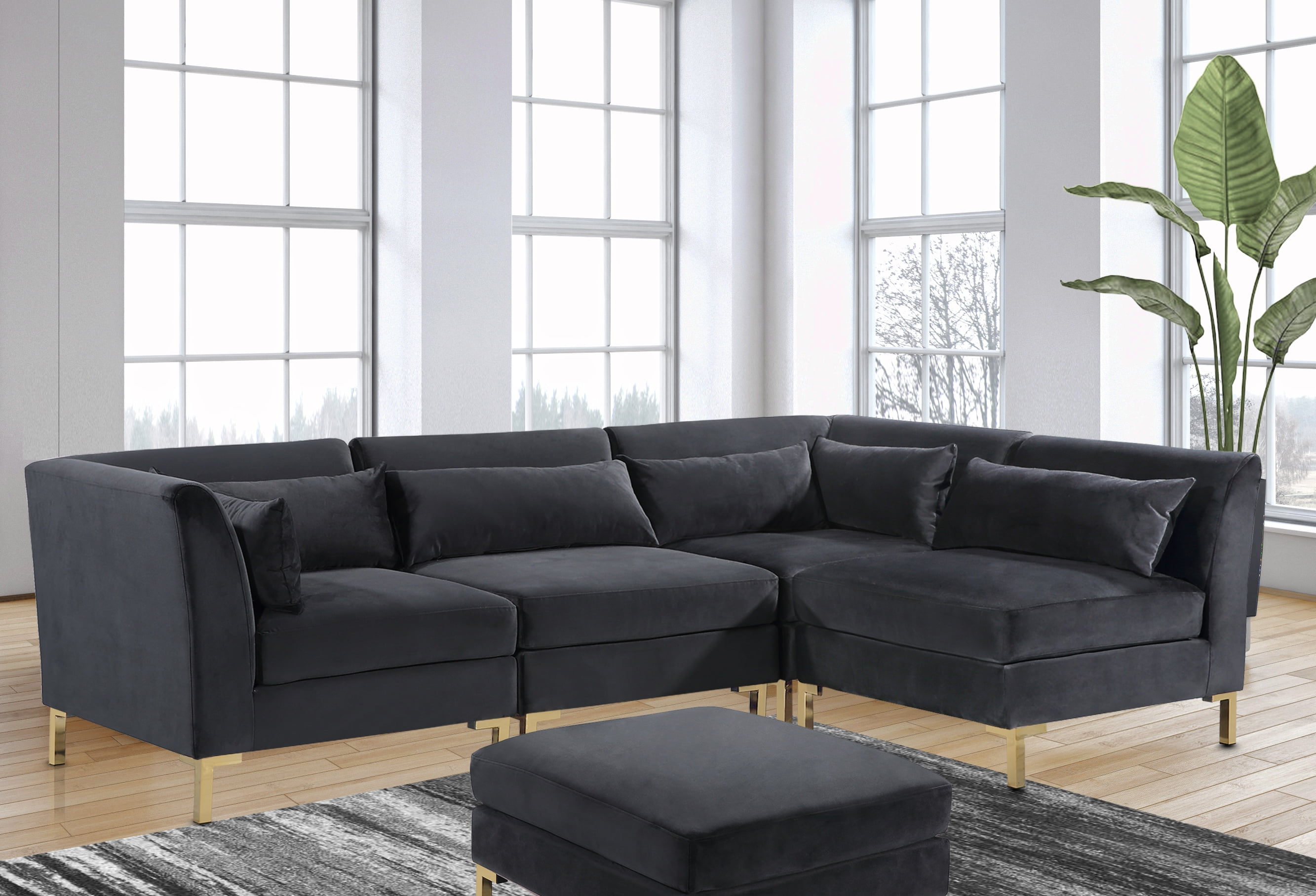 Chic Home Guison Velvet Upholstered Modular Chaise Sectional Sofa with