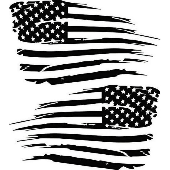 Aftershock Decals American Flag Decal Distressed Grunge Military Decal Matte Black 14 inch