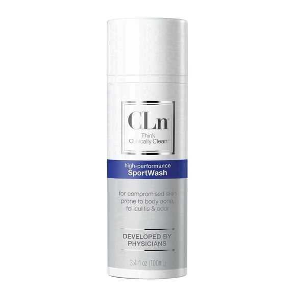 CLn® SportWash - High Performance Sport Body Wash, For Men & Women Prone to Body Odor, Foot Odor, Ringworm, Folliculits & Back Acne, Frangrance-Free & Paraben-Free. 3.4 fl oz.