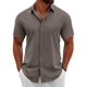 thumbnail image 1 of Camisa COOFANDY de lino con botones de manga corta para hombre, color marrón claro, 1 of 6