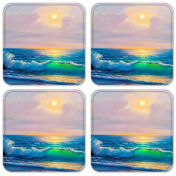 Vinyl Drink Coasters - Set of 4 - Beach in the Morning