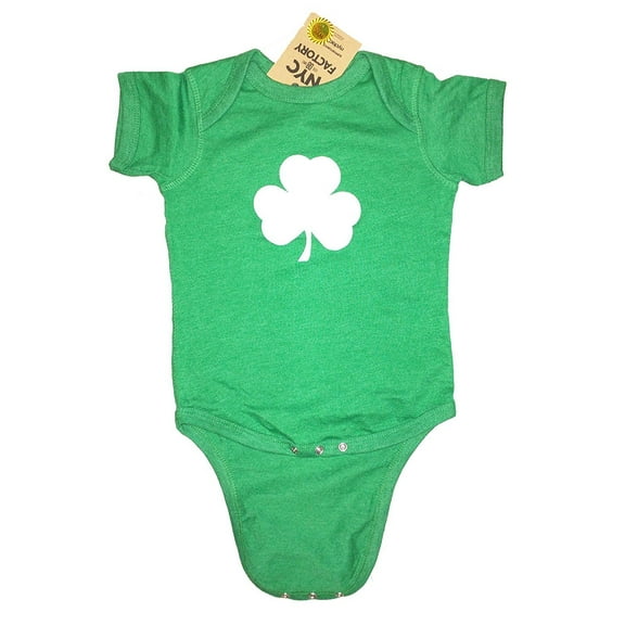 NYC Factory Irish Infant Screen Printed Shamrock Baby Bodysuit Newborn 0m