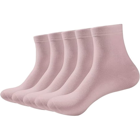 

SERISIMPLE Women Ankle Socks Bamboo Crew Thin Boot Lightweight Soft Breathable Socks 5 Pairs (Pink Medium)