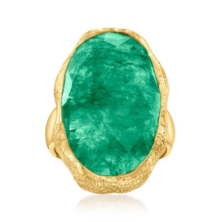 Ross-Simons 16.00 Carat Emerald Ring in 18kt Gold Over Sterling, Women's, Adult