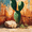 Hippo, variant on Midwestern Cactus Canvas Print, Western Desert Art, Premium Wall Decor, Ready to hang