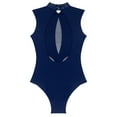 thumbnail image 6 of YONGHS Women's Rhinestones Figure Skating Gymnastic Ballet Dance Leotard Tops Dancewear Navy Blue M, 6 of 7