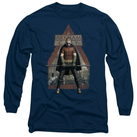 Batman Arkham City Arkham Robin Long Sleeve Adult 18/1 T-Shirt Navy