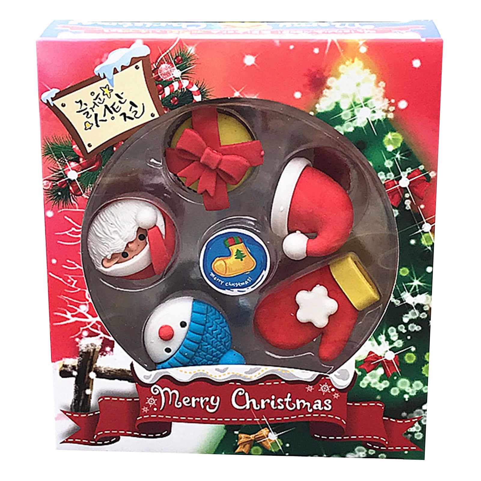 1 Box Christmas Theme Erasers Set Compact Classroom Reward Rubber