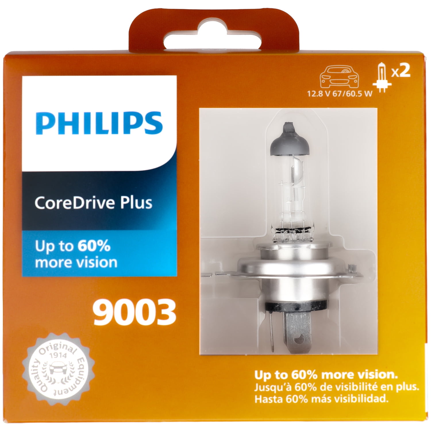 Philips CoreDrive Plus 9003 Halogen Headlight Bulbs, 2 Pack, Fits Select Vehicles